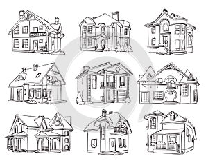 Vector set of individual house for design