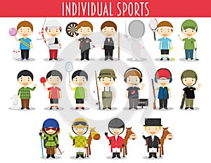 Vector Set of Individual Sports in cartoon style photo