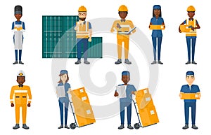 Vector set of industrial workers.