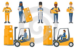 Vector set of industrial workers.