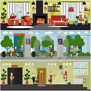 Vector set of internet concept posters, banners