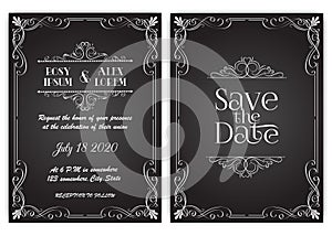 Vector set of invitation cards with  elements Wedding collection