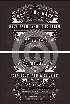 Vector set of invitation cards with elements Wedding collection