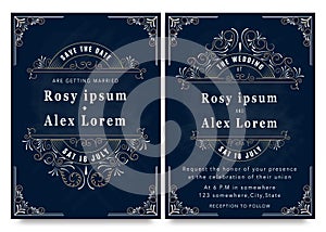 Vector set of invitation cards with elements Wedding collection