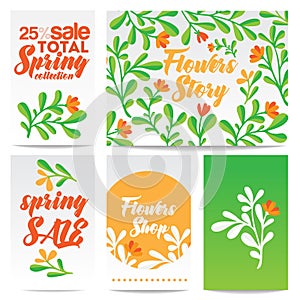 Vector set of invitation cards with watercolor flowers elements and calligraphic letters.