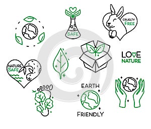 Vector Set of Isolated Ecological Recycling and Vegan Symbol Icons. Perfect for web, product design and company