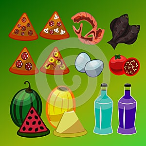 Vector set of isolated food icons