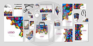 Vector set kit collection corporate identity mockup mock up abstract multilayer multicolored wave design