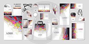 Vector set kit collection corporate identity mockup mock up abstract multilayer multicolored wave design