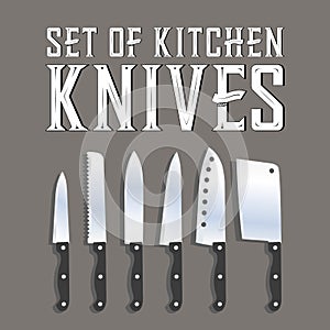 Vector set of kitchen knives