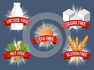 Vector set of labels for allergen free products