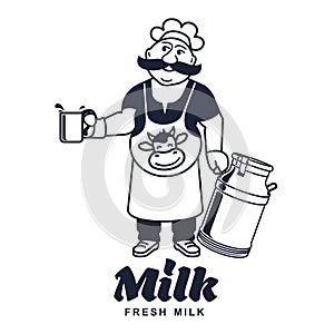 Vector set of labels and icons for milk and dairy produce