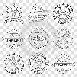 Vector set of seafood labels