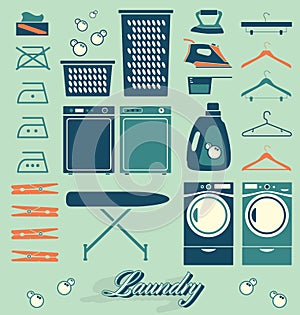 Vector Set: Laundry Room Labels and Icons