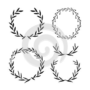 Vector set of leaf frames. Decorative leaf elements