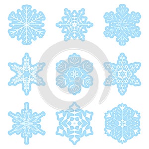 Vector set - light blue snowflakes