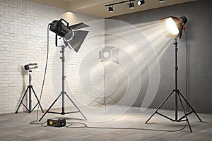 Vector set of lighting elements including spotlight and beams