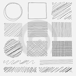 Vector set of line grunge brushes textures.