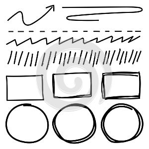 Vector set of line grunge brushes textures.