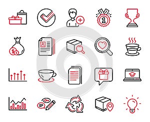 Vector Set of line icons related to Light bulb, Website education and Infochart. Vector