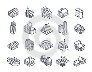 Vector Set of linear Building icons