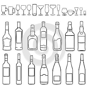 Vector Set of Lineart Bottles and Steamware