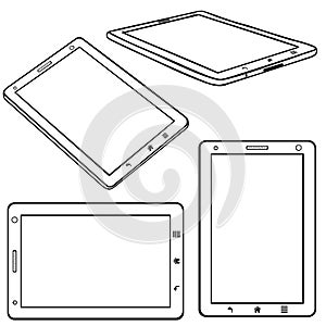 Vector Set of Lineart Tablets PC