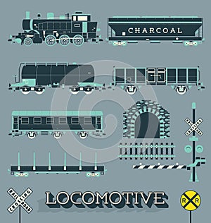 Vector Set: Locomotive Trains and Signs