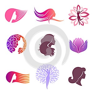 Vector set of logo design for beauty salon photo