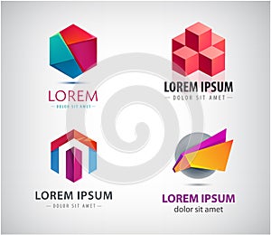 Vector set of Logo templates. Modern abstract geometric creative signs, icons. Design geometric elements. Identity