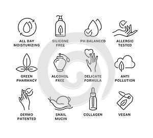 Vector set of logos, badges and icons for natural and organic products.Collection symbol of healthy products.