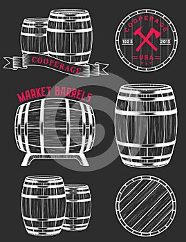 Vector set and logos cooperage workshops