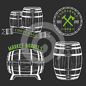 Vector set and logos cooperage workshops