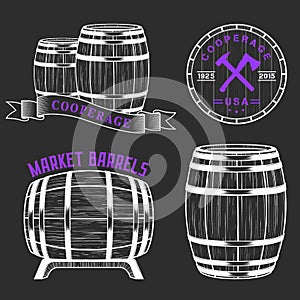 Vector set and logos cooperage workshops