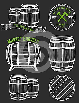 Vector set and logos cooperage workshops
