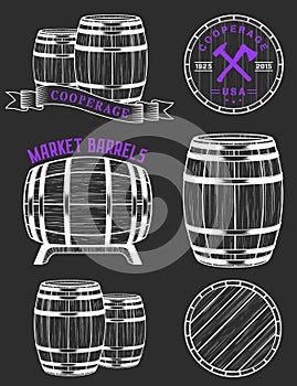 Vector set and logos cooperage workshops