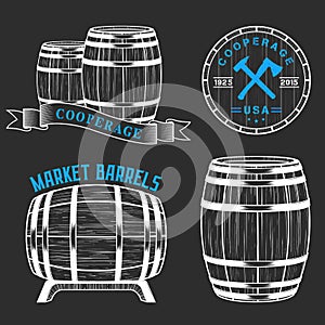 Vector set and logos cooperage workshops