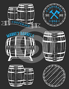 Vector set and logos cooperage workshops