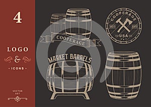 Vector set and logos cooperage workshops