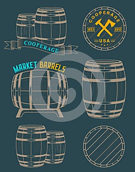 Vector set and logos cooperage workshops