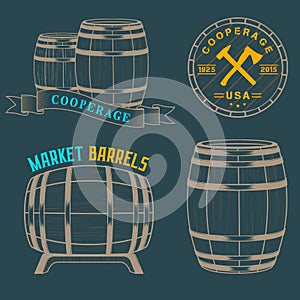 Vector set and logos cooperage workshops