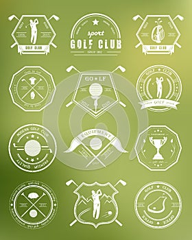 Vector set of logos and icons golf clubs