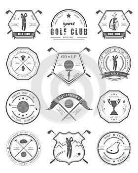 Vector set of logos and icons golf clubs