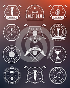 Vector set of logos and icons golf clubs