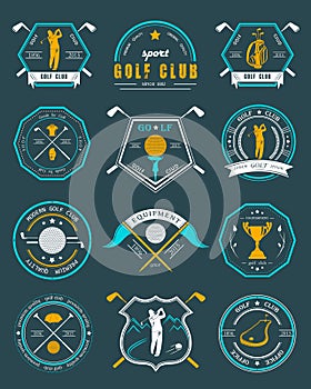 Vector set of logos and icons golf clubs