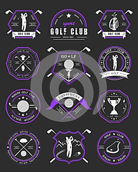 Vector set of logos and icons golf clubs