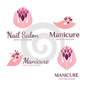 Vector set of logos for manicure and nail salon photo