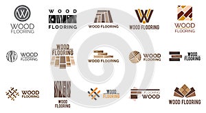 Vector set of logos of wooden floors and coverings