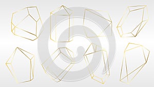 Vector set of luxury golden crystal shapes. Isolated illustration element. Isolated illustration element.