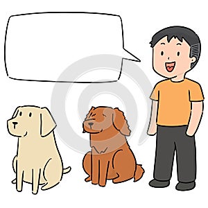 Vector set of man and dog